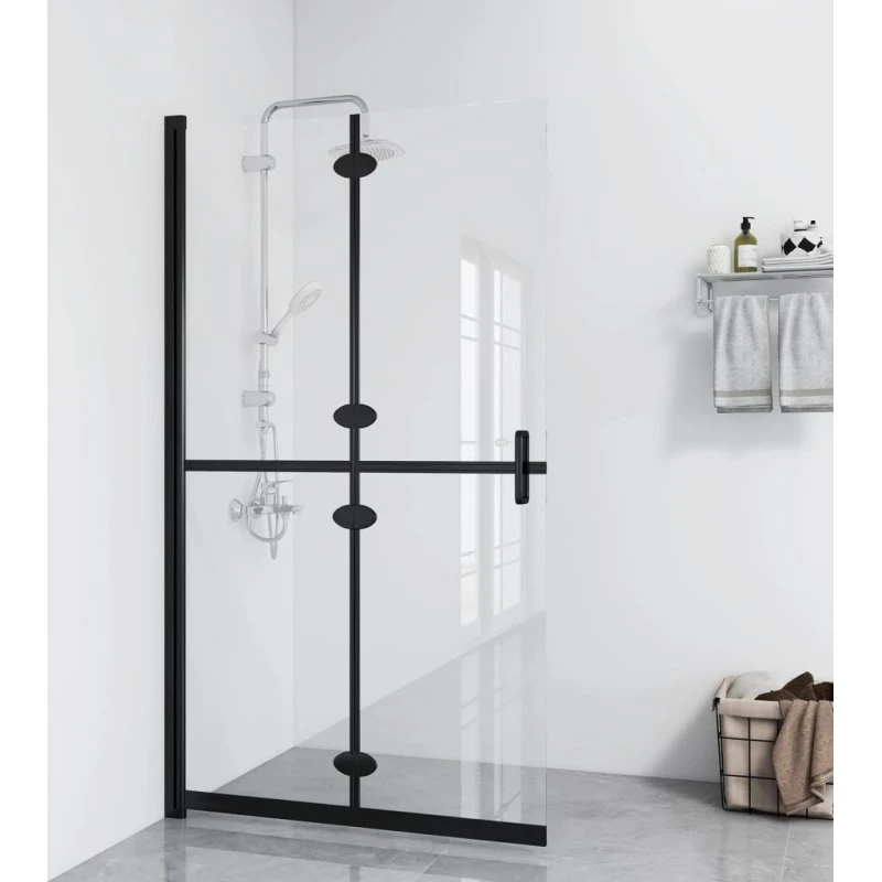 vidaXL foldbar brusevæg 100x190 cm, transparent hærdet glas