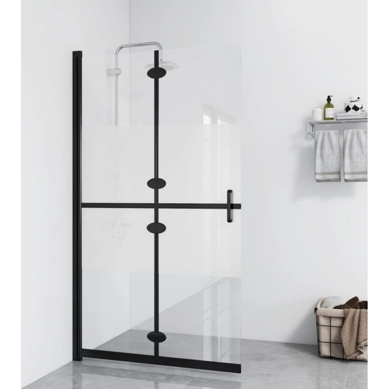 vidaXL foldbar brusevæg 70x190 cm halvt matteret sikkerhedsglas