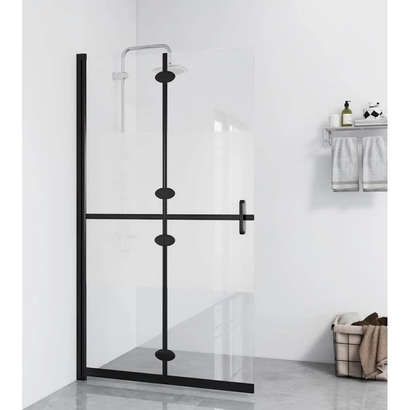 vidaXL foldbar brusevæg 100x190 cm halvt matteret sikkerhedsglas