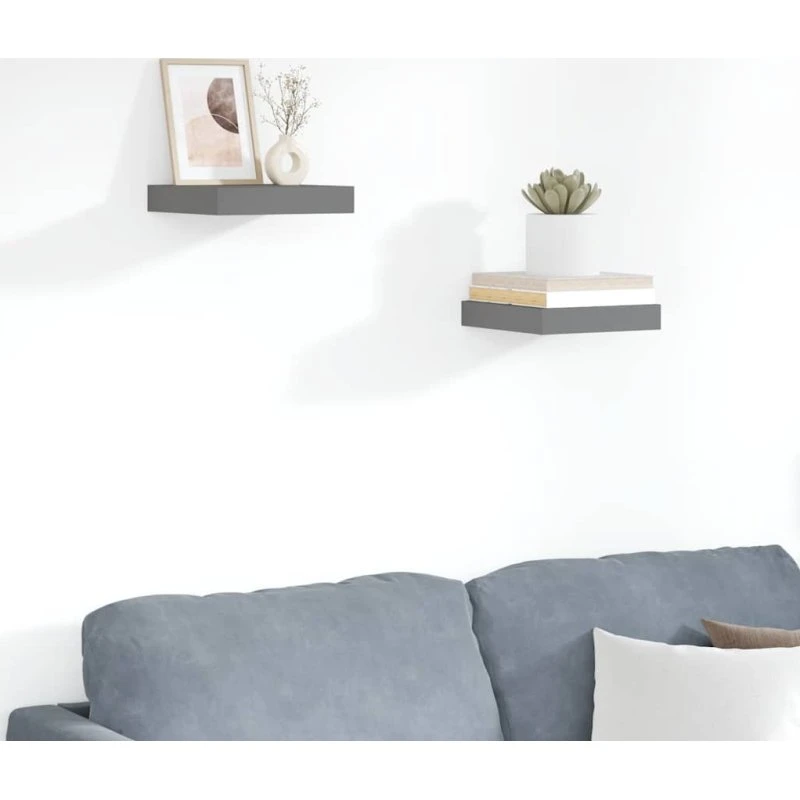 vidaXL væghylder 2 stk. 23x23,5x3,8 cm MDF grå højglans