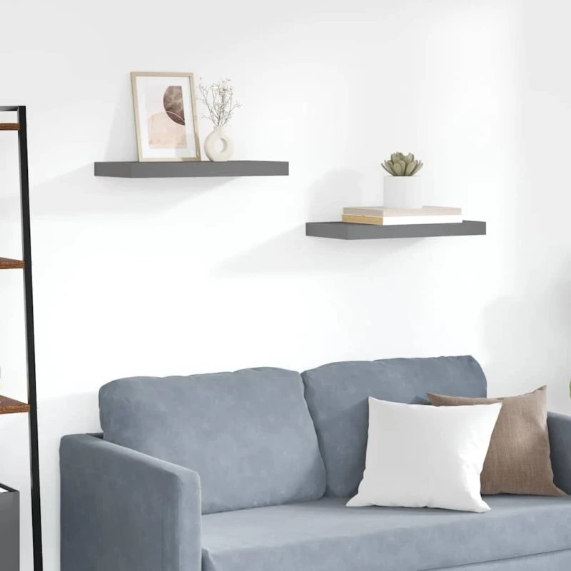 vidaXL væghylder 2 stk. 50x23x3,8 cm MDF grå højglans