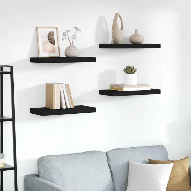 vidaXL væghylder 4 stk. 50x23x3,8 cm MDF sort