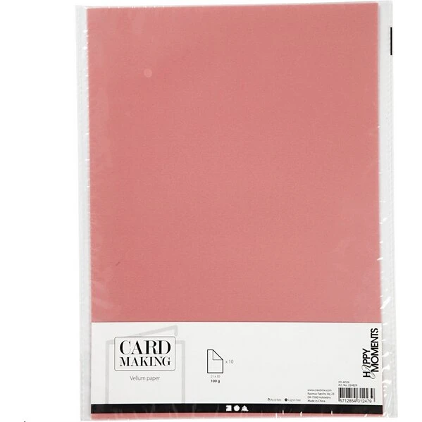 Pergamentpapir A4 100 g lyserød, 10 ark