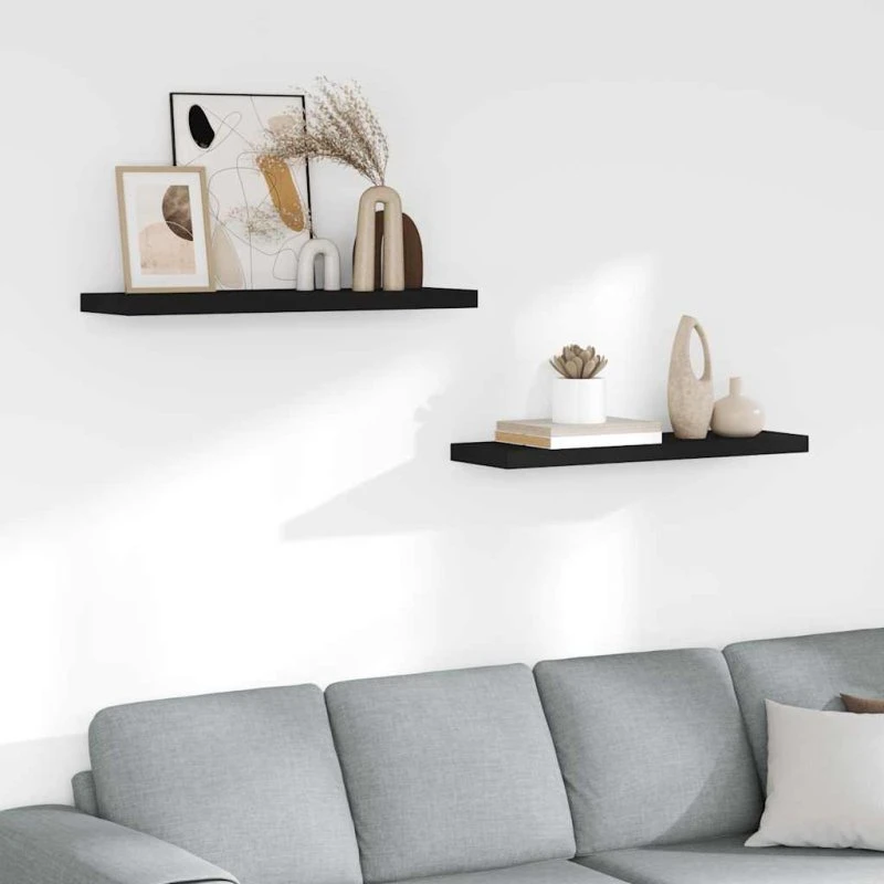 vidaXL væghylder 2 stk. 80x23,5x3,8 cm MDF sort