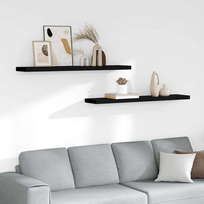 vidaXL væghylder 2 stk. 120x23,5x3,8 cm MDF sort