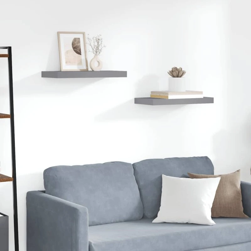 vidaXL væghylder 2 stk. 50x23x3,8 cm MDF grå