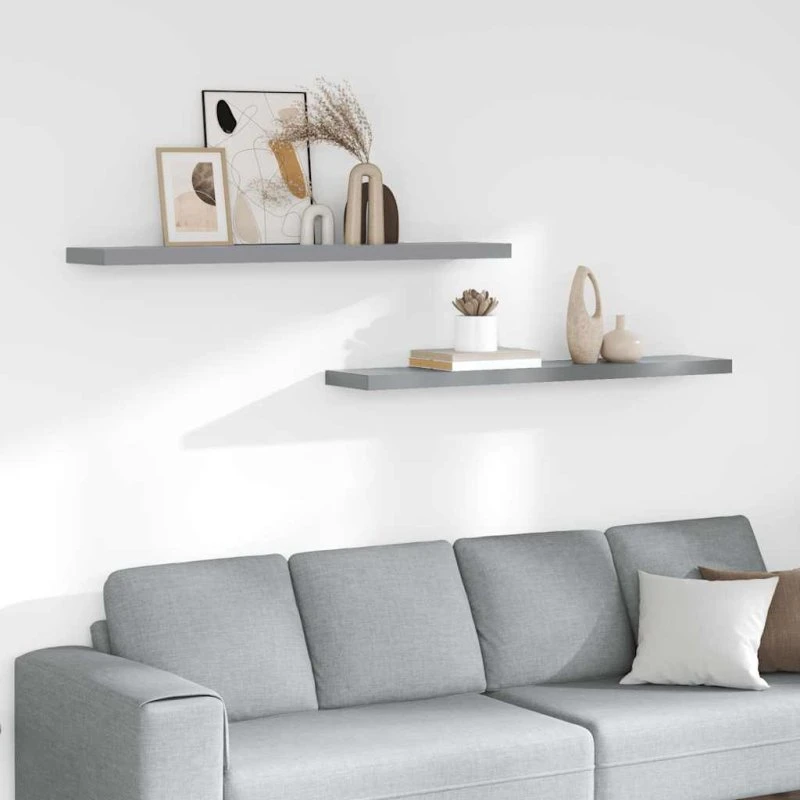 vidaXL væghylder 2 stk. 120x23,5x3,8 cm MDF grå