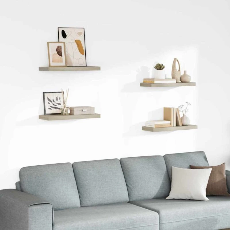 vidaXL væghylder 4 stk. 60x23,5x3,8 cm MDF egetræ