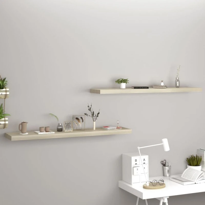 vidaXL væghylder 2 stk. 120x23,5x3,8 cm MDF, egetræsfarve