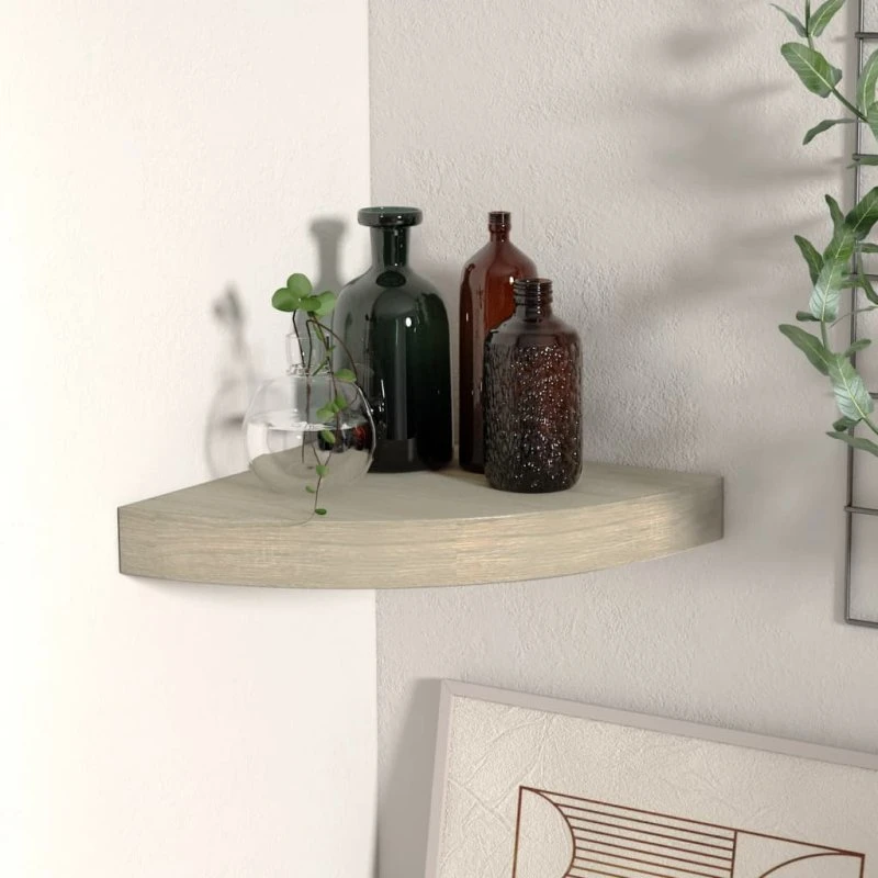 vidaXL hjørnehylde 25x25x3,8 cm MDF egetræsfarvet