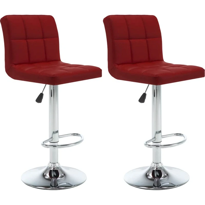 vidaXL barstole 2 stk. kunstlæder vinrød, højdejusterbare