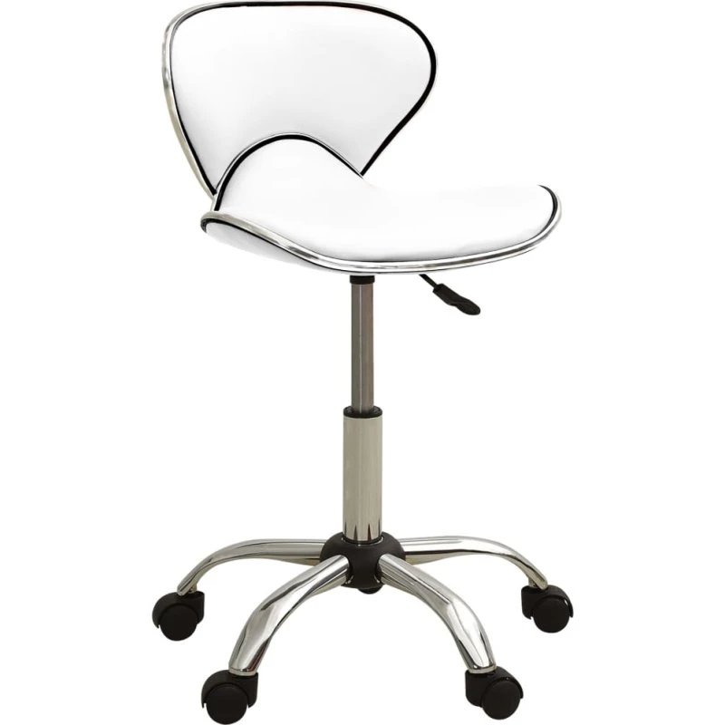 vidaXL salonstol i kunstlæder, hvid, højdejusterbar