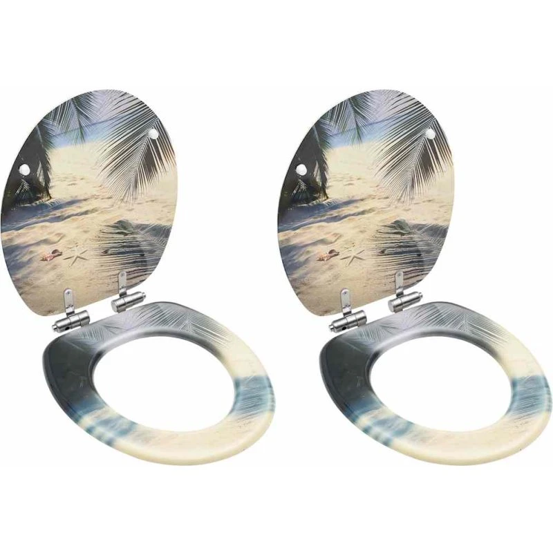 vidaXL 2 stk toiletsæder MDF med soft close – stranddesign