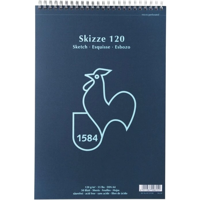 Hahnemühle Tegneblok Skizze 120 g A4, spiral, 50 ark