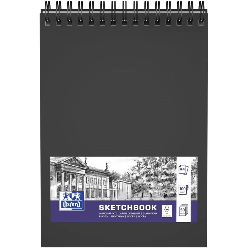 Oxford Skitseblok A4 50 ark 100 g dobbeltspiral