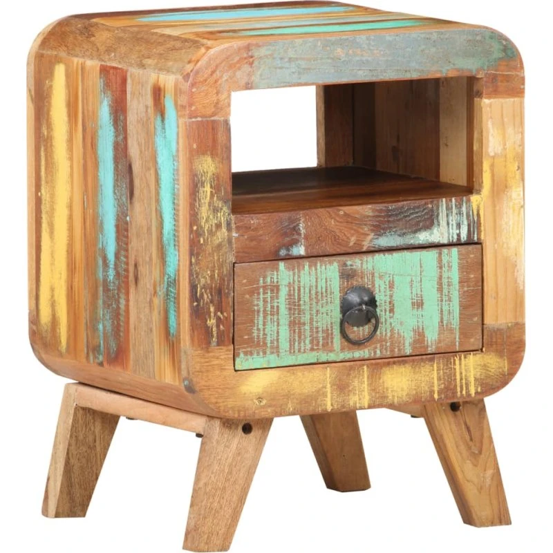 vidaXL sengeskab 30x30x41 cm, massivt genbrugstræ