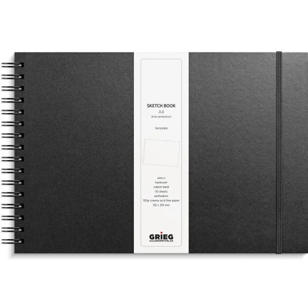 Skitseblok A4L sort kunstskind, creme 150 g 50 ark