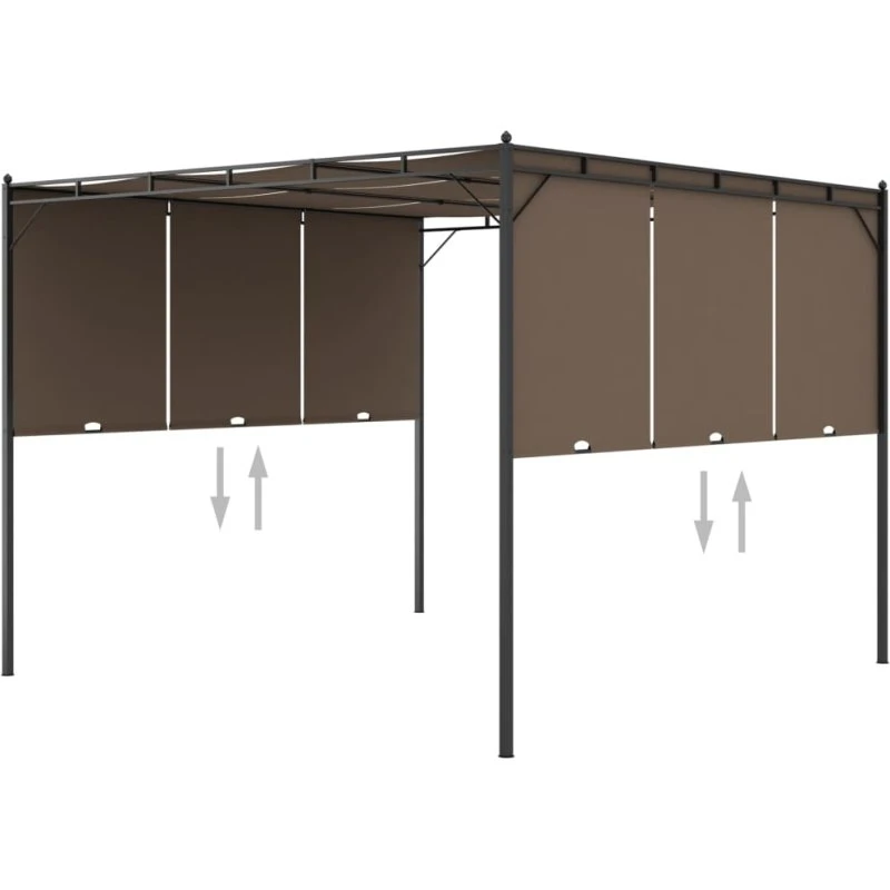 vidaXL havepavillon med gardin 3x3x2,25 m gråbrun