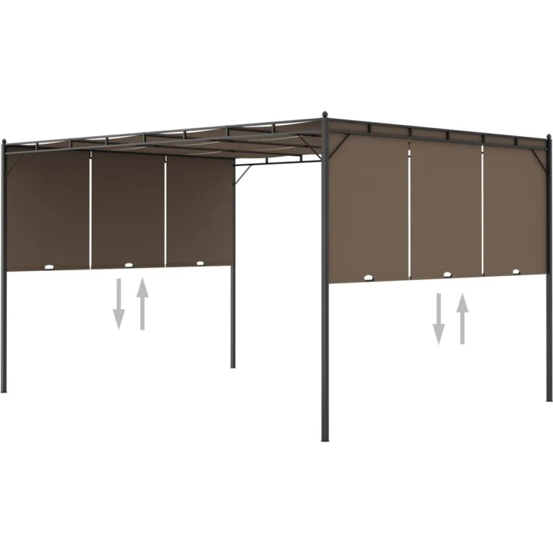 vidaXL havepavillon 4x3x2,25 m med sidegardin gråbrun