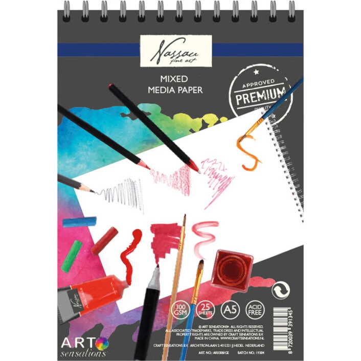 Nassau Fine Art Mixed Media-blok A5 25 ark 300 g