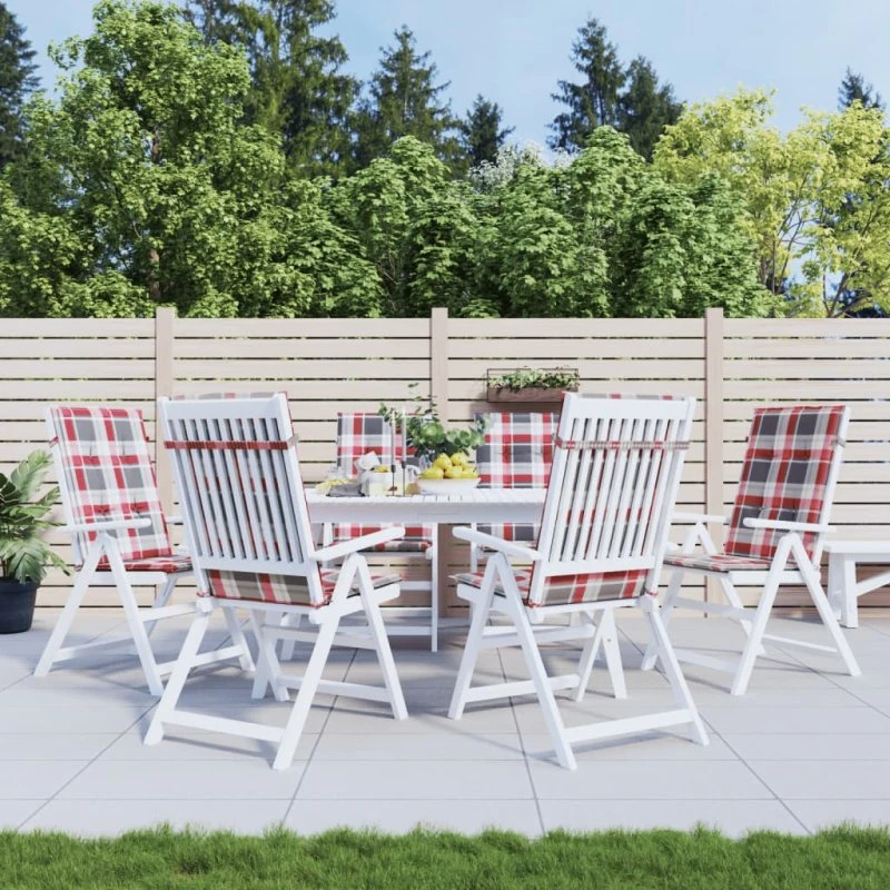 vidaXL stolehynder m. høj ryg 6 stk 120x50x3 cm rødternet