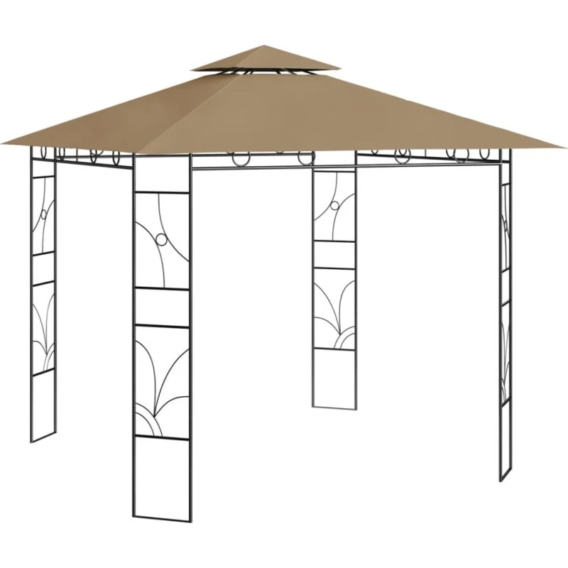 vidaXL Pavillon 3x3x2,7 m 160 g/m² gråbrun