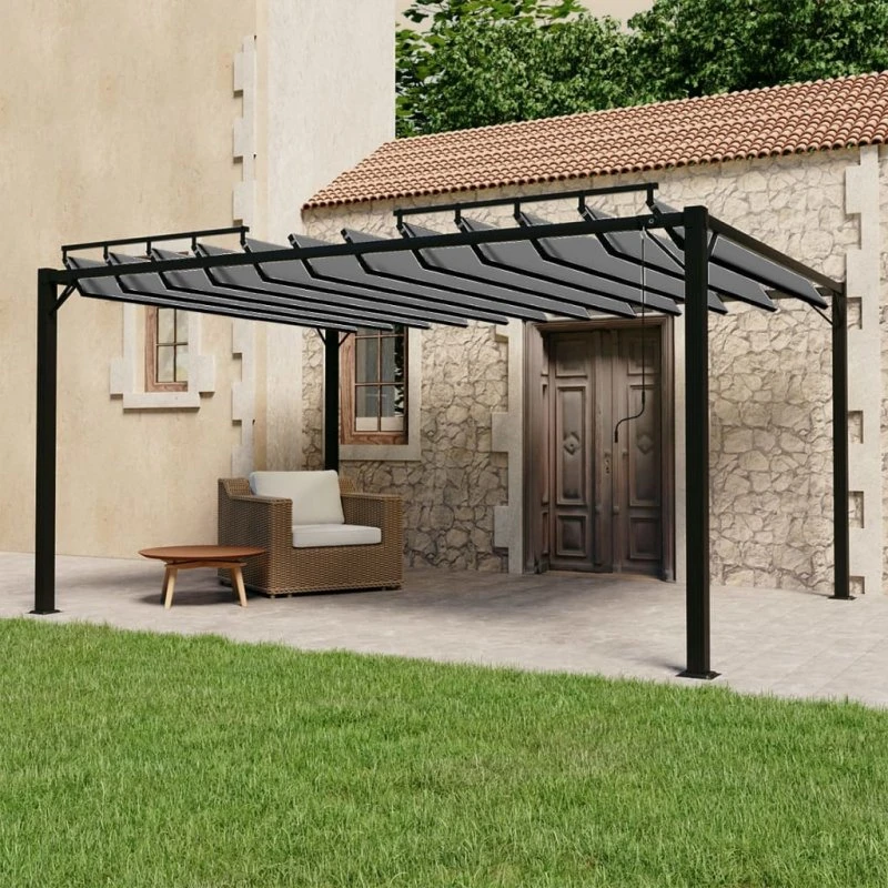 vidaXL pavillon med lameltag 3x4 m aluminium antracitgrå