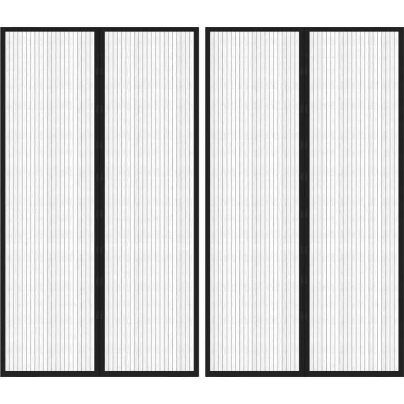 vidaXL Insektnet til dør 200x80 cm, 2 stk. med magneter, sort