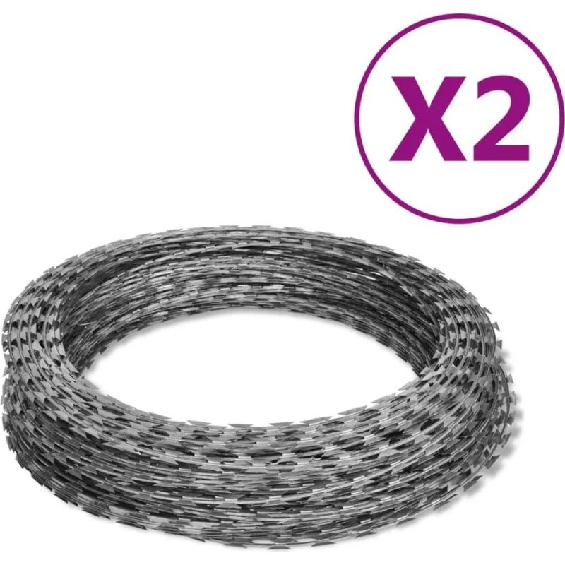 vidaXL pigtråde 2 stk. 100 m spiralformet galvaniseret stål