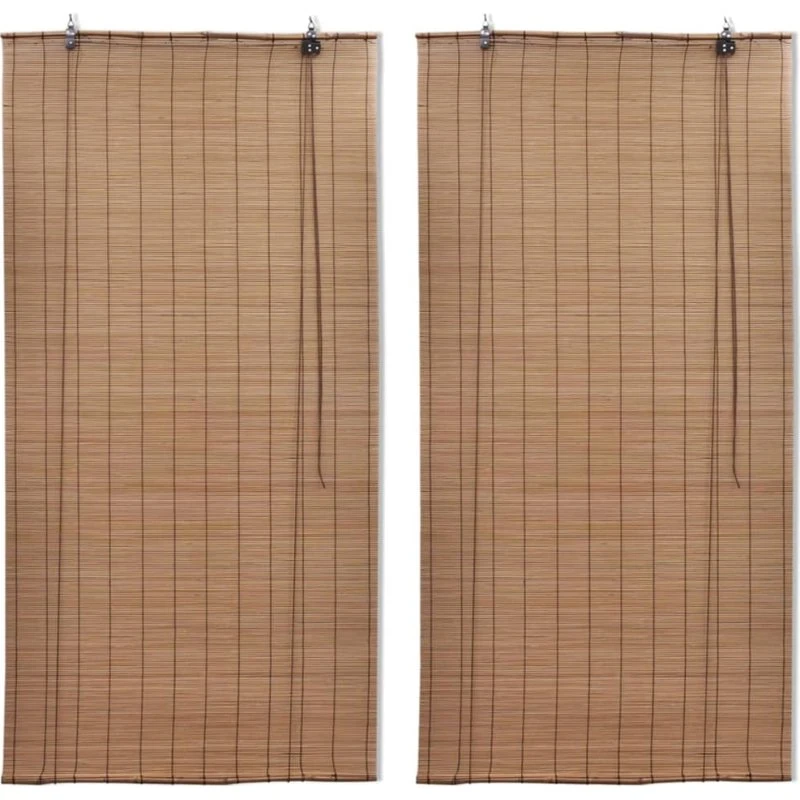 vidaXL bambusrullegardiner 2 stk. 150x220 cm brun