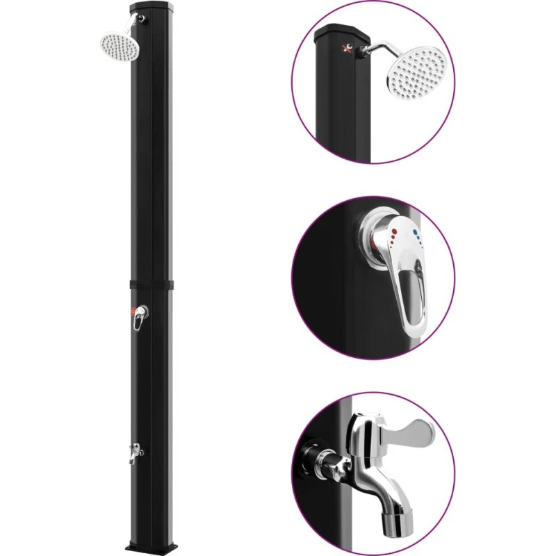 vidaXL solopvarmet udendørsbruser 35 L – sort