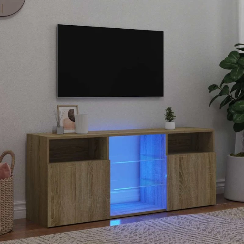 vidaXL TV-bord 120x30x50 cm Sonoma-eg med RGB LED
