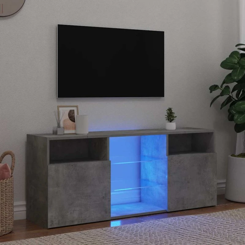 vidaXL TV-bord med LED-lys 120x30x50 cm betongrå