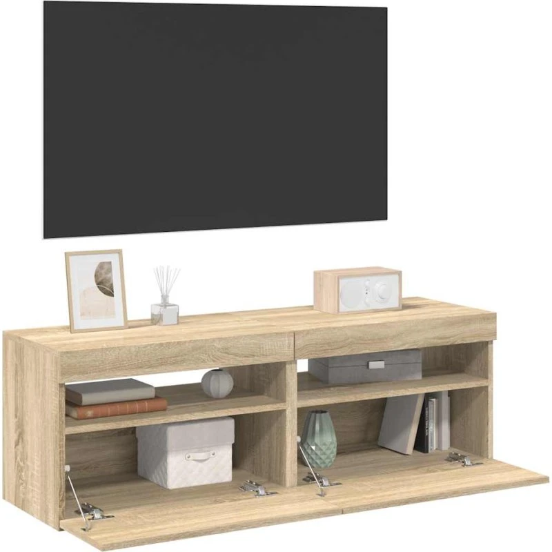 vidaXL tv-borde 2 stk. 60x35x40 cm med RGB LED, sonoma-eg