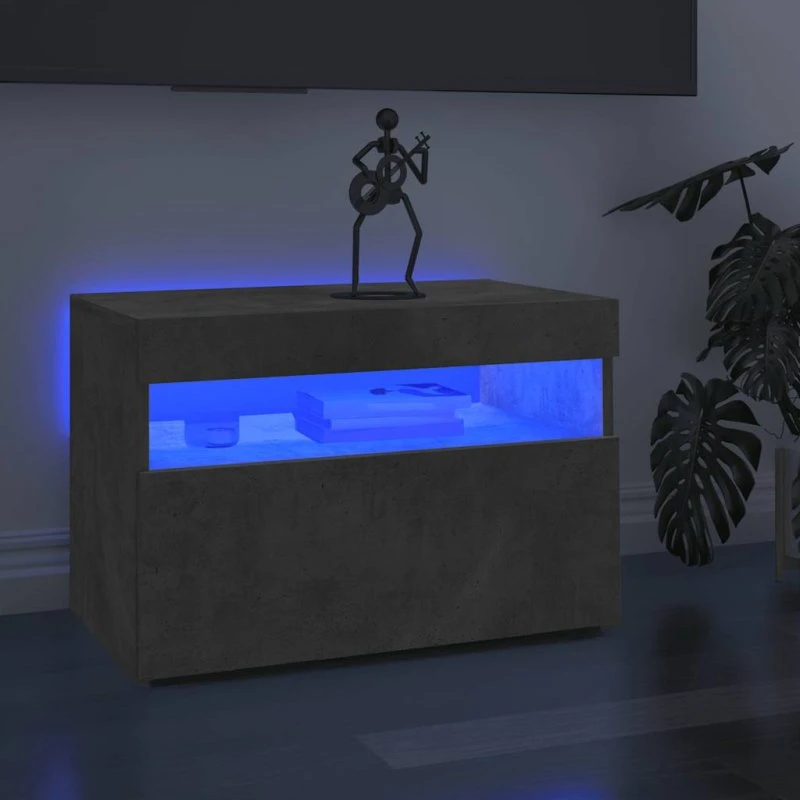 vidaXL TV-borde 2 stk. 60x35x40 cm med RGB LED, betongrå