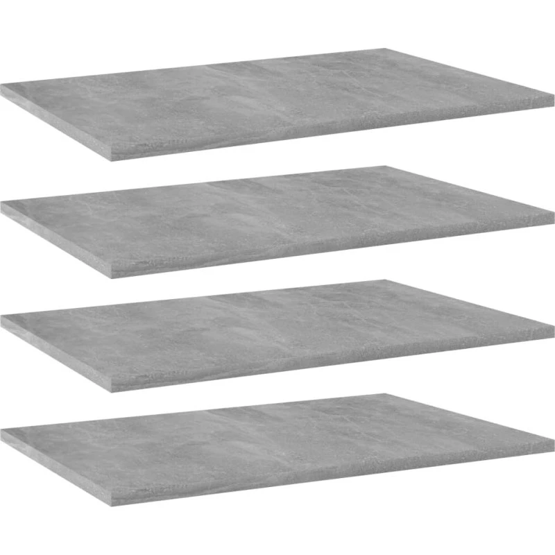 vidaXL boghylder 4 stk. 60x40x1,5 cm konstrueret træ, betongrå
