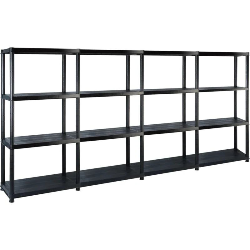 vidaXL opbevaringsreol 4 hylder 244x30,5x130 cm sort