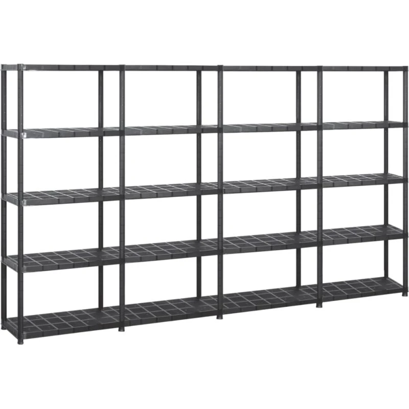 vidaXL opbevaringsreol 5 hylder 284x38x170 cm sort