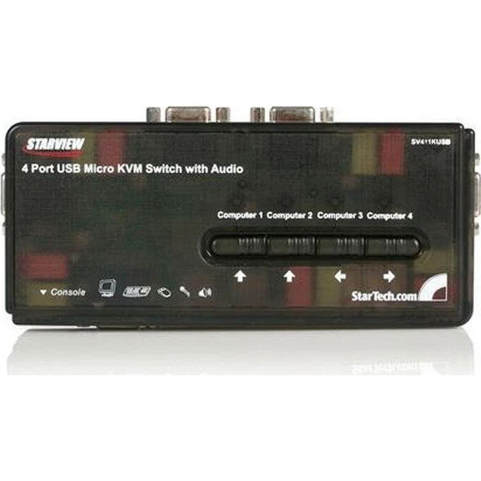 StarTech SV411KUSB 4-port USB KVM-switch med lyd, 1,2 m, sort