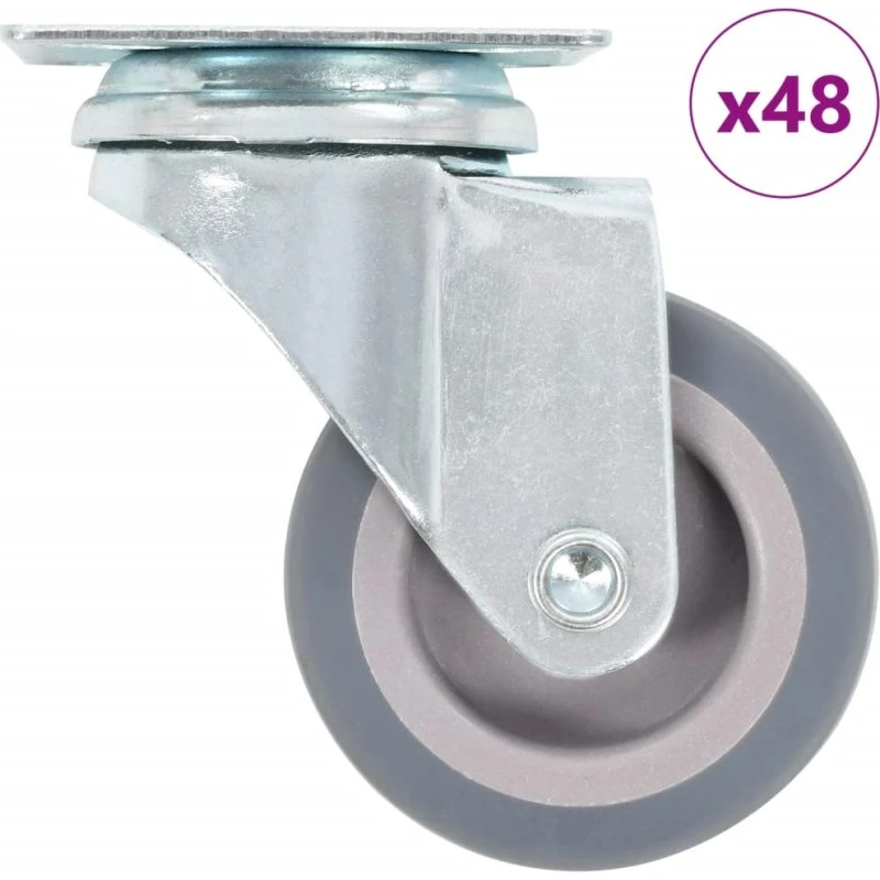 vidaXL drejehjul 48 stk. 50 mm TPR, zinkbelagt stel