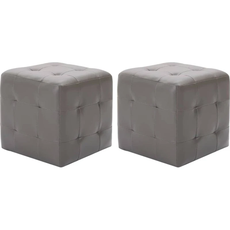 vidaXL puf 2 stk. 30x30x30 cm grå kunstlæder