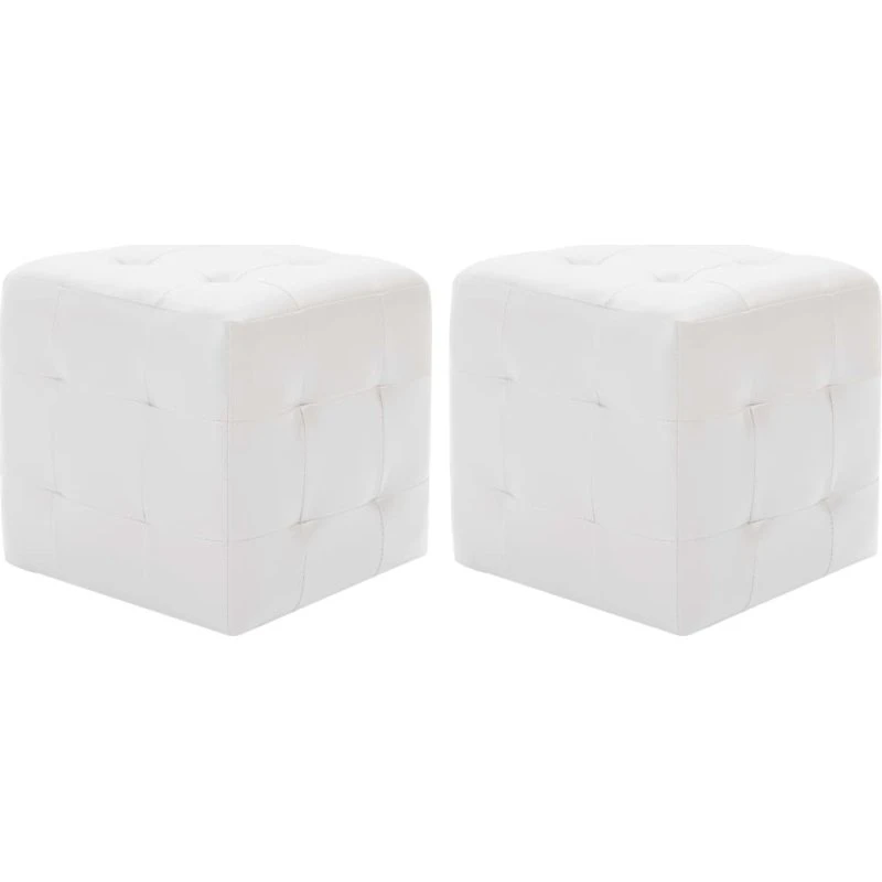 vidaXL puf 2 stk. 30 x 30 x 30 cm kunstlæder hvid
