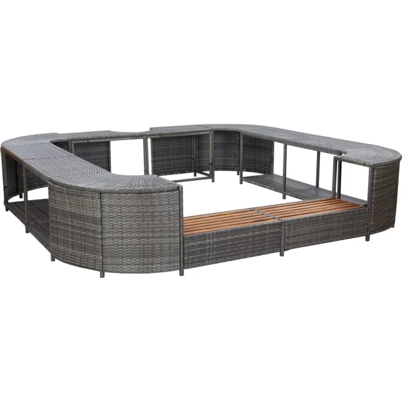 vidaXL omkrans til spabad 268x268x55 cm polyrattan grå