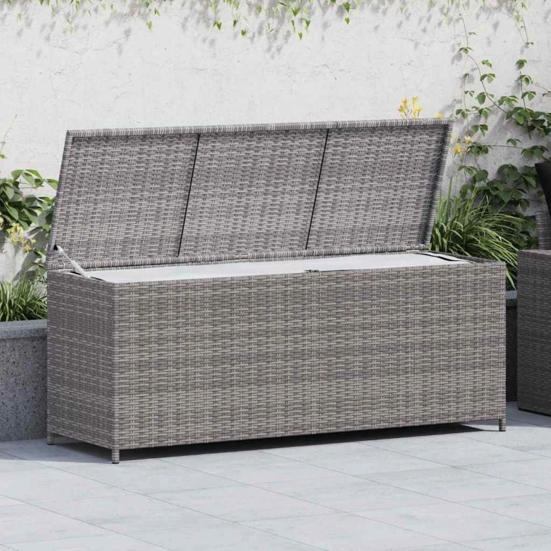 vidaXL haveboks 150x50x60 cm polyrattan grå