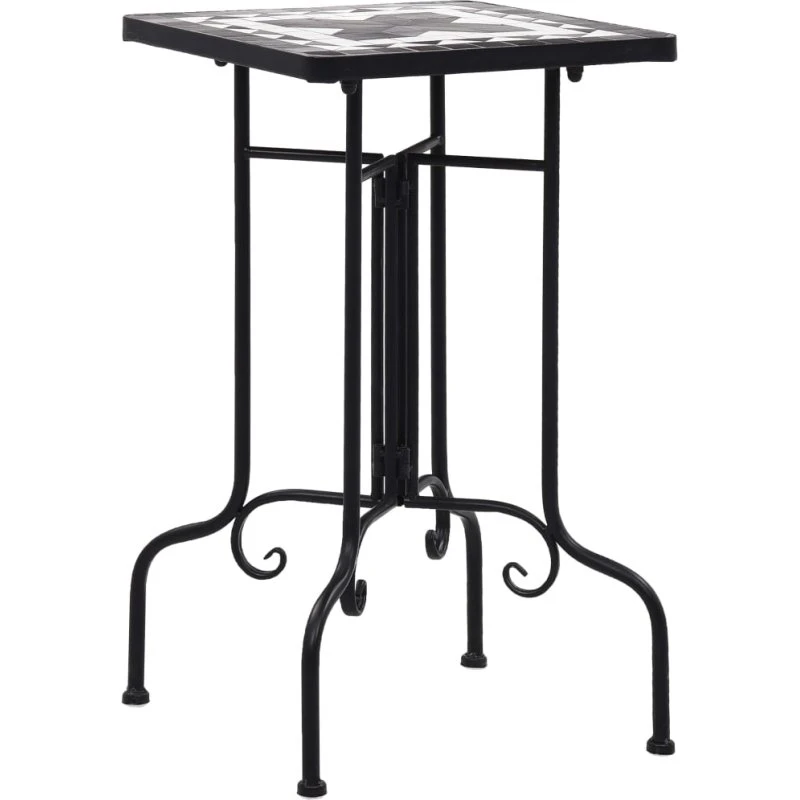 vidaXL mosaikbord i keramik, sort/hvid (udendørs sidebord)
