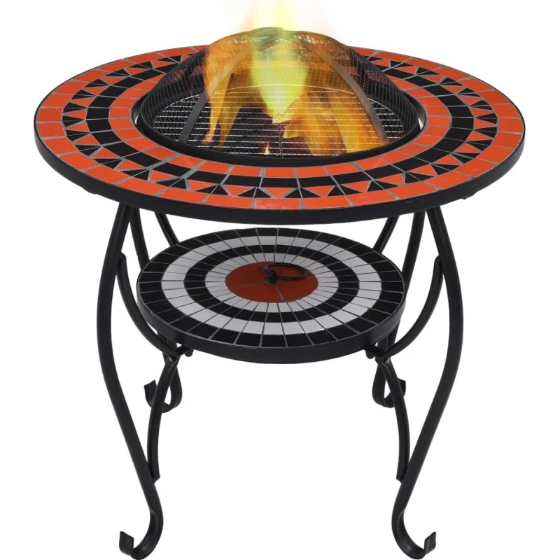 vidaXL Bålfad mosaik 68 cm keramik terracotta/hvid