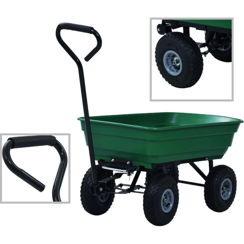 vidaXL vippelig havevogn 75 l, 300 kg, grøn