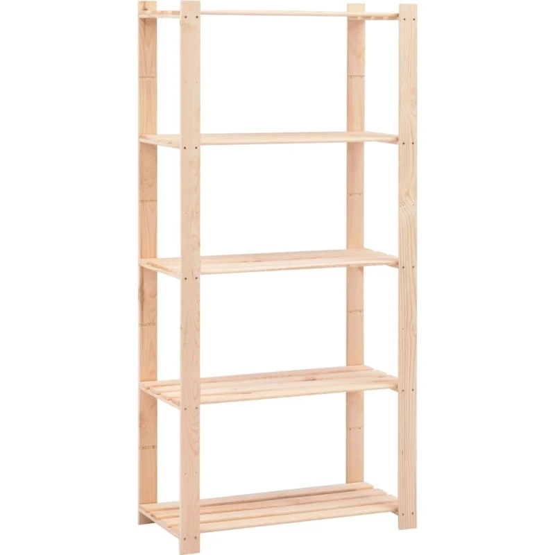 vidaXL reol 5-niveau 80x38x170 cm massivt fyrretræ (250 kg)