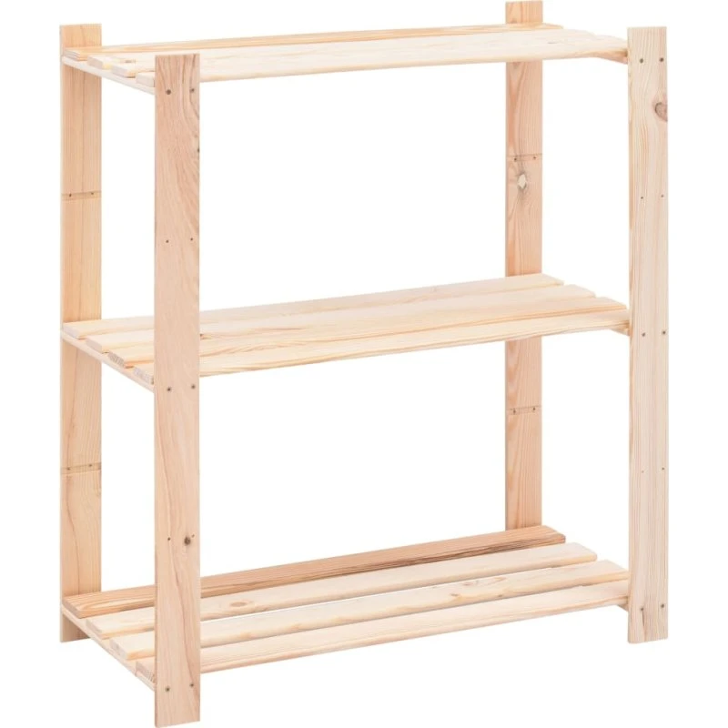 vidaXL reol 3 niveauer i massivt fyrretræ 80x38x90 cm