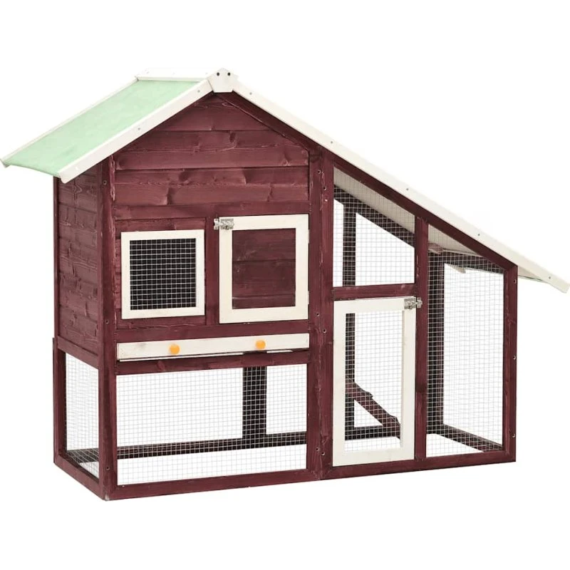 vidaXL kaninbur 140x63x120 cm massivt fyrretræ mokka/hvid